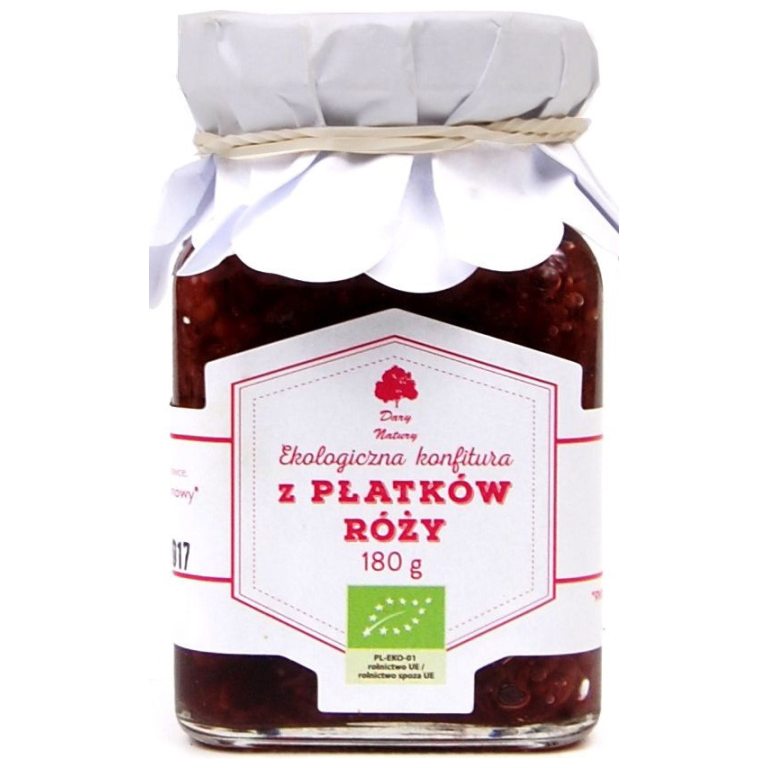 KONFITURA Z PŁATKÓW RÓŻY BIO 180 g - DARY NATURY