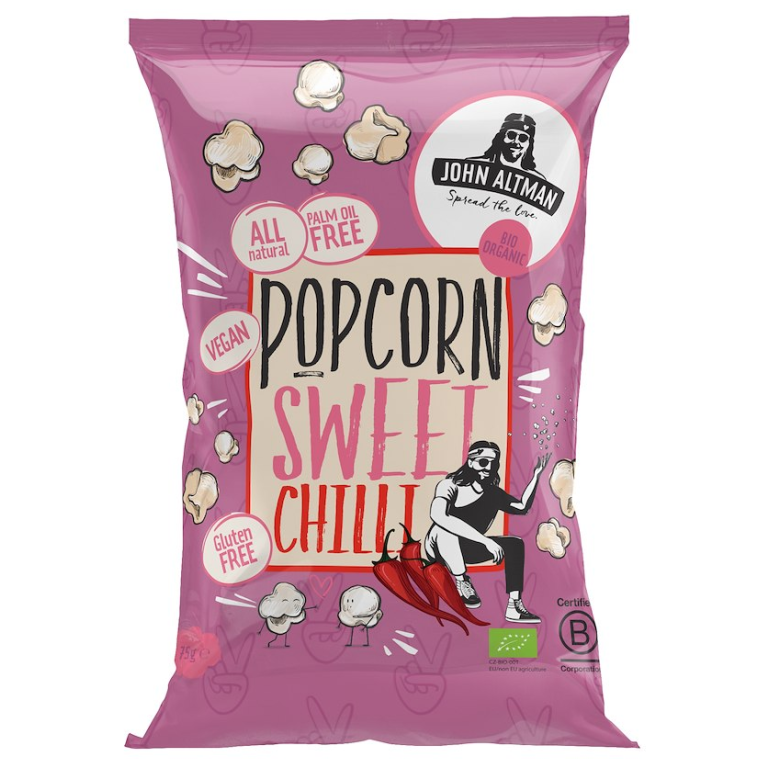POPCORN O SMAKU SŁODKIE CHILI BEZGLUTENOWY BIO 75 g - JOHN ALTMAN