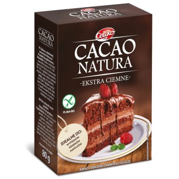 KAKAO W PROSZKU O OBNIŻONEJ ZAWARTOŚCI TŁUSZCZU EKSTRA CIEMNE BEZGLUTENOWE 80 g - CELIKO