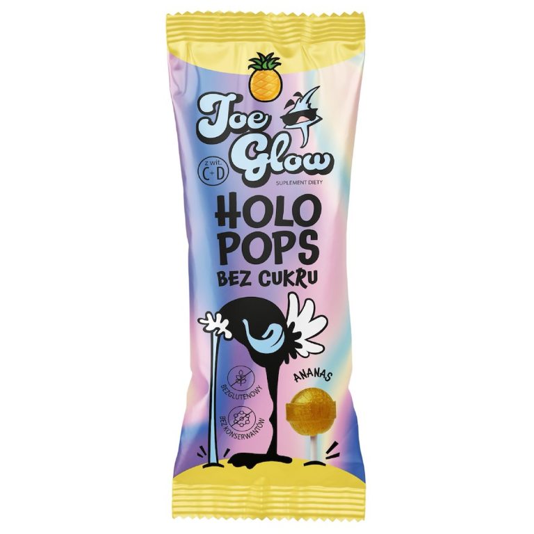 LIZAK KULKA KRYSZTAŁOWA O SMAKU ANANASOWYM Z WITAMINĄ D I C BEZ CUKRU BEZGLUTENOWY 8 g - JOE GLOW