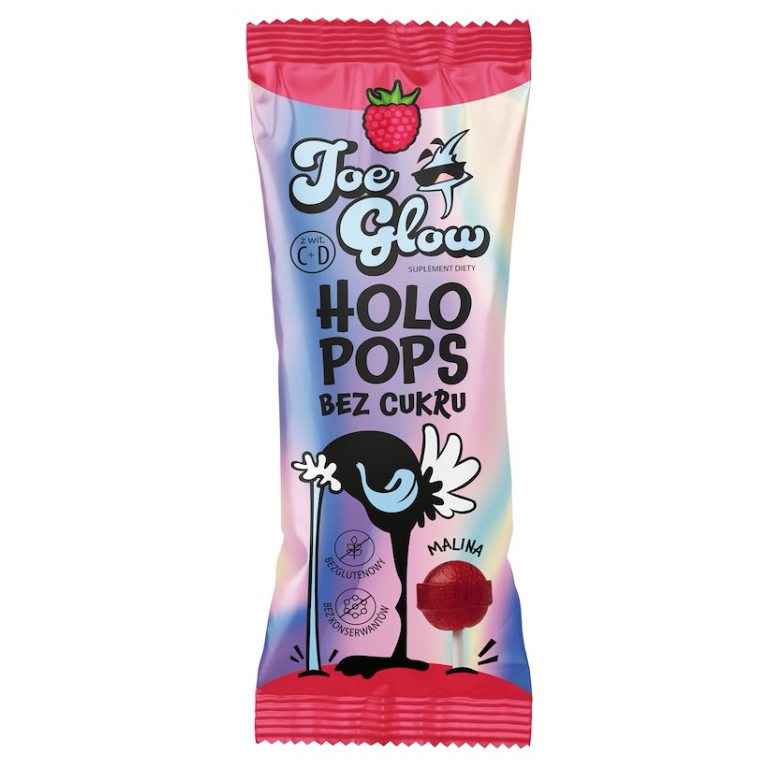 LIZAK KULKA KRYSZTAŁOWA O SMAKU MALINOWYM Z WITAMINĄ D I C BEZ CUKRU BEZGLUTENOWY 8 g - JOE GLOW