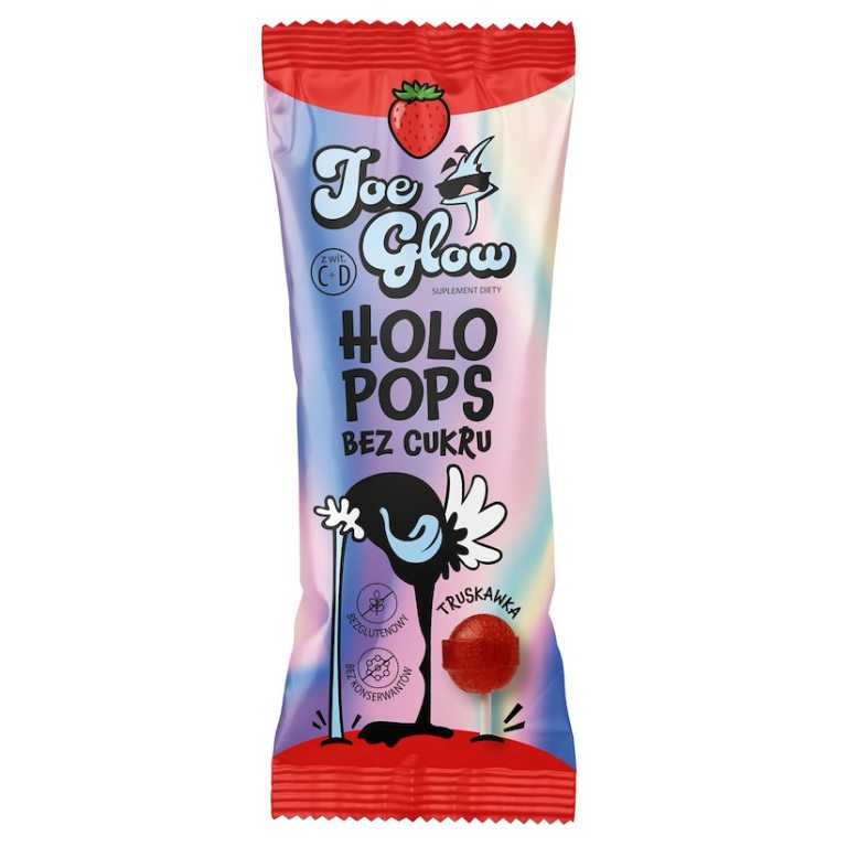 LIZAK KULKA KRYSZTAŁOWA O SMAKU TRUSKAWKOWYM Z WITAMINĄ D I C BEZ CUKRU BEZGLUTENOWY 8 g - JOE GLOW