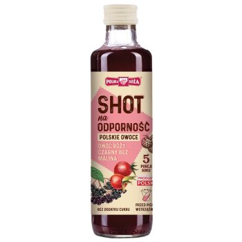 SHOT NA ODPORNOŚĆ NFC OWOC RÓŻY - CZARNY BEZ - MALINA BEZ DODATKU CUKRÓW 250 ml - POLSKA RÓŻA
