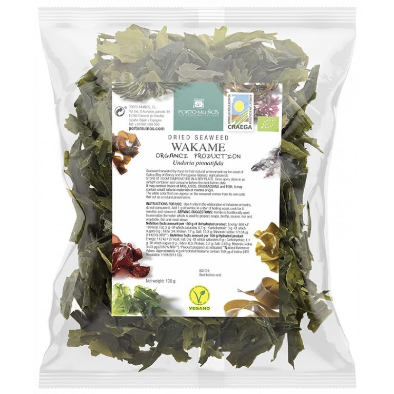 ALGI MORSKIE SUSZONE - WAKAME BIO 100 g (TOREBKA FOLIOWA) - PORTO MUINOS