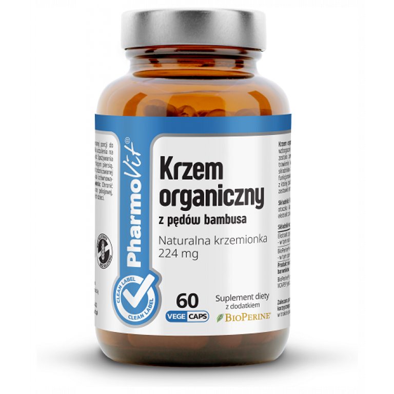 KRZEM ORGANICZNY Z PĘDÓW BAMBUSA (448 mg) BEZGLUTENOWY 60 KAPSUŁEK - PHARMOVIT (CLEAN LABEL)