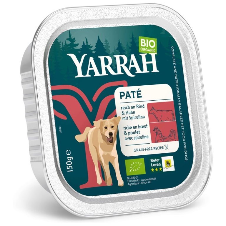 (DLA PSA) PASZTET Z WOŁOWINY I KURCZKA Z ALGAMI MORSKIMI BIO 150 g - YARRAH