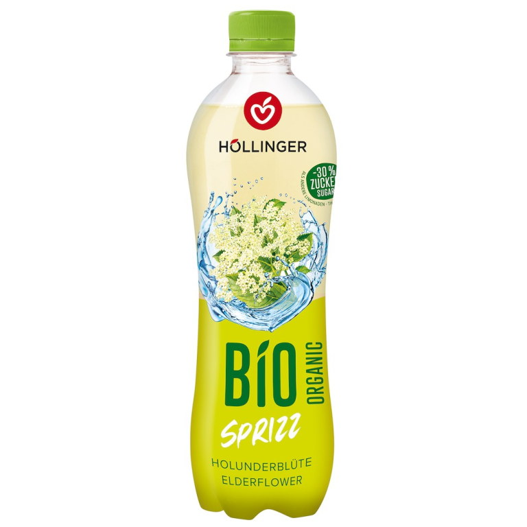 NAPÓJ GAZOWANY O SMAKU KWIATÓW CZARNEGO BZU 30 % MNIEJ CUKRU BIO 500 ml - HOLLINGER