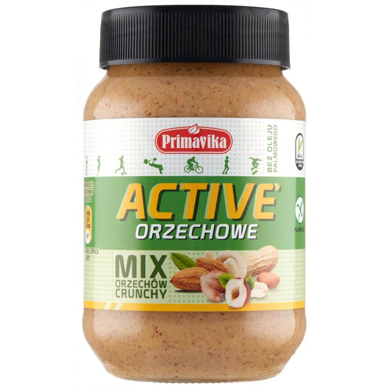 KREM ORZECHOWY CRUNCHY ACTIVE BEZGLUTENOWY 470 g - PRIMAVIKA