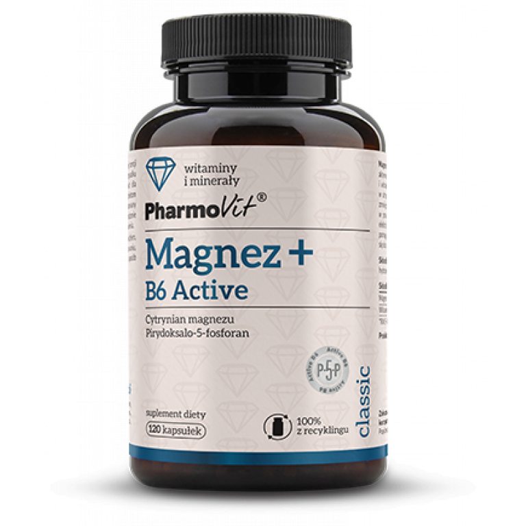 MAGNEZ + WITAMINA B6 ACTIV BEZGLUTENOWY 120 KAPSUŁEK - PHARMOVIT (CLASSIC)