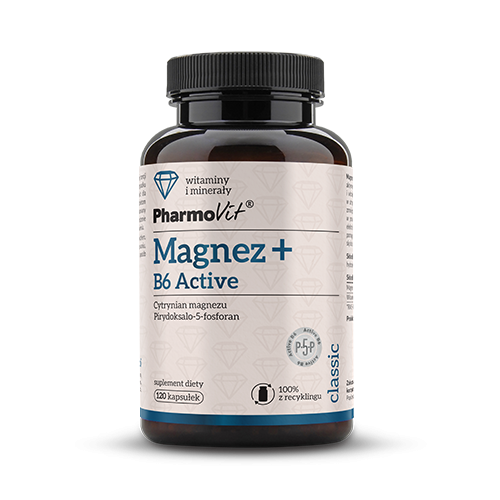 MAGNEZ + WITAMINA B6 ACTIV BEZGLUTENOWY 120 KAPSUŁEK - PHARMOVIT (CLASSIC)