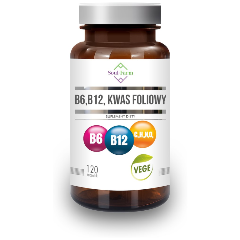 WITAMINA B6 + B12 + KWAS FOLIOWY 120 KAPSUŁEK - SOUL FARM