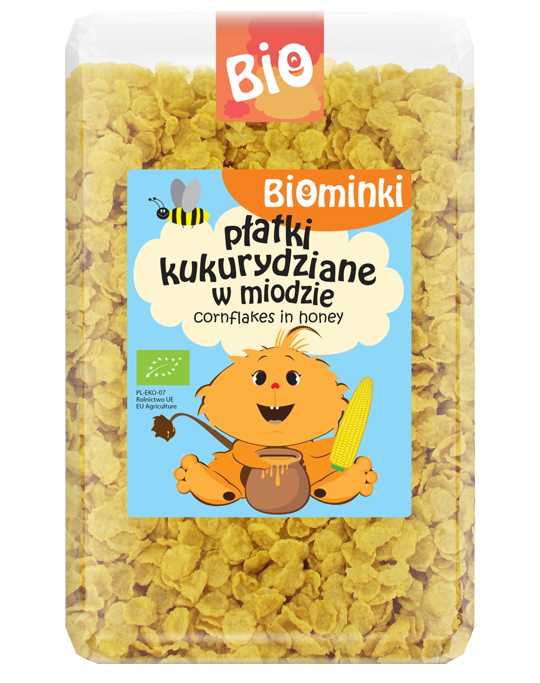 PŁATKI KUKURYDZIANE W MIODZIE BIO 500 g - BIOMINKI