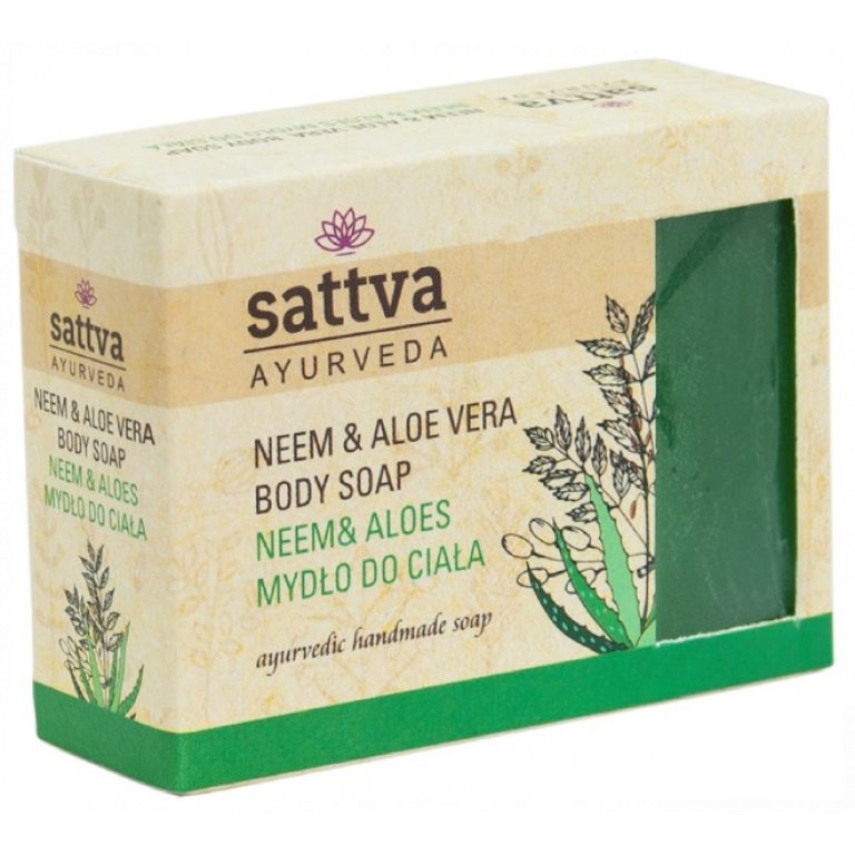 MYDŁO W KOSTCE DO CIAŁA NEEM I ALOES 125 g - SATTVA (AYURVEDA)