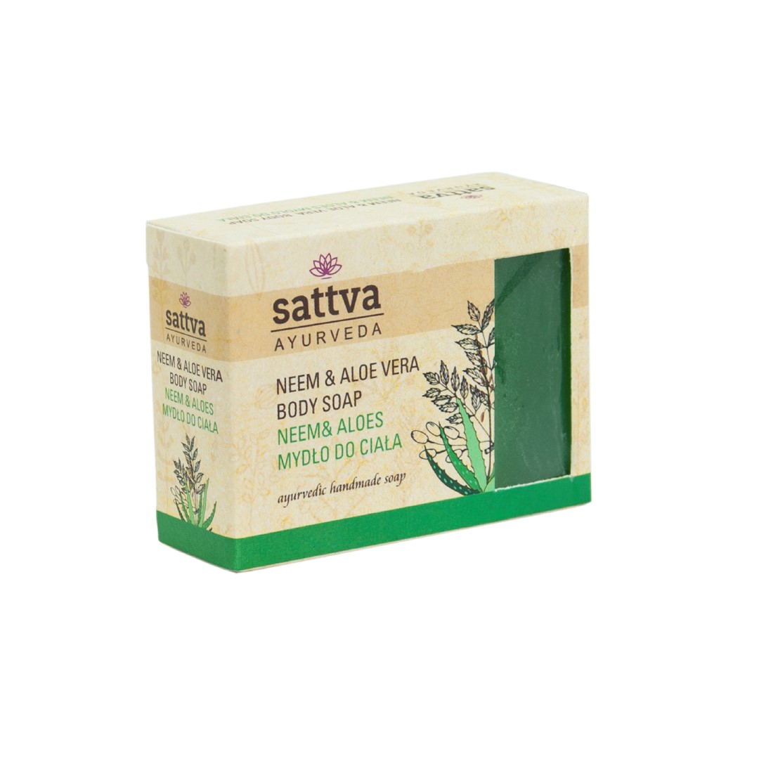 MYDŁO W KOSTCE DO CIAŁA NEEM I ALOES 125 g - SATTVA (AYURVEDA)