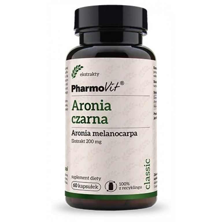 ARONIA CZARNA MELANOCARPA EKSTRAKT (200 mg) BEZGLUTENOWY 60 KAPSUŁEK - PHARMOVIT