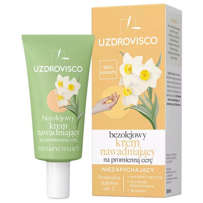 KREM DO TWARZY NAWADNIAJĄCY NA PROMIENNĄ CERĘ 50 ml - UZDROVISCO (BEZOLEJOWA)