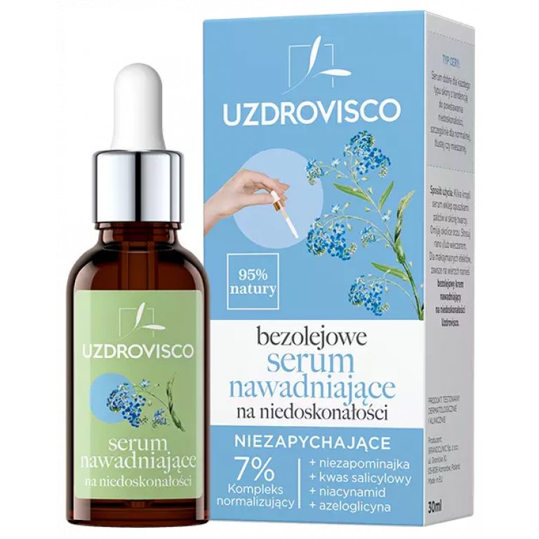 SERUM DO TWARZY NAWADNIAJĄCE NA NIEDOSKONAŁOŚCI 30 ml - UZDROVISCO (BEZOLEJOWA)