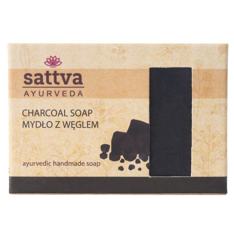 MYDŁO W KOSTCE DO CIAŁA Z WĘGLEM AKTYWNYM 125 g - SATTVA (AYURVEDA)