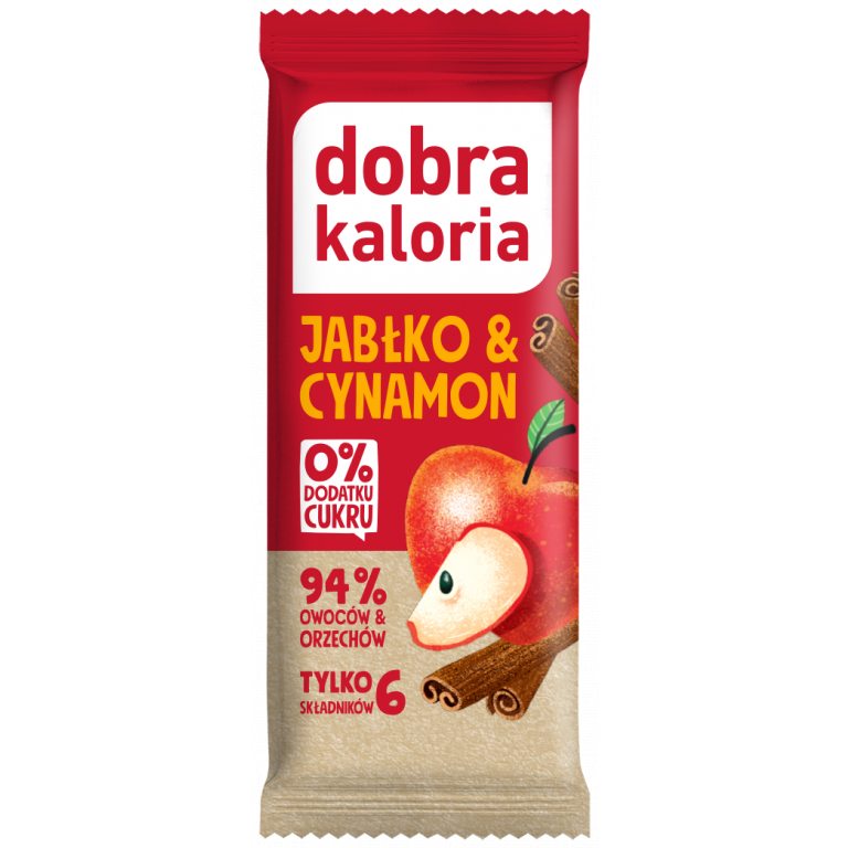 BATON DAKTYLOWY JABŁKO & CYNAMON BEZ DODATKU CUKRÓW 35 g -  DOBRA KALORIA