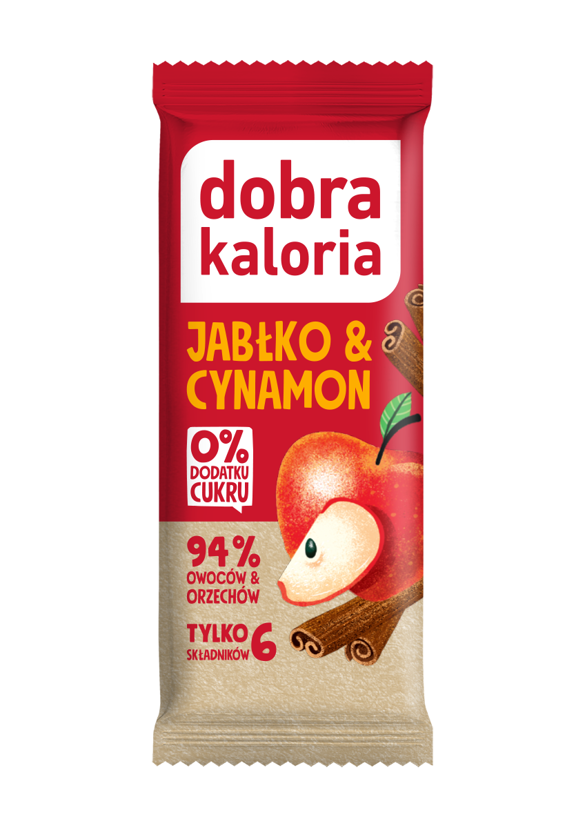 BATON DAKTYLOWY JABŁKO & CYNAMON BEZ DODATKU CUKRÓW 35 g -  DOBRA KALORIA