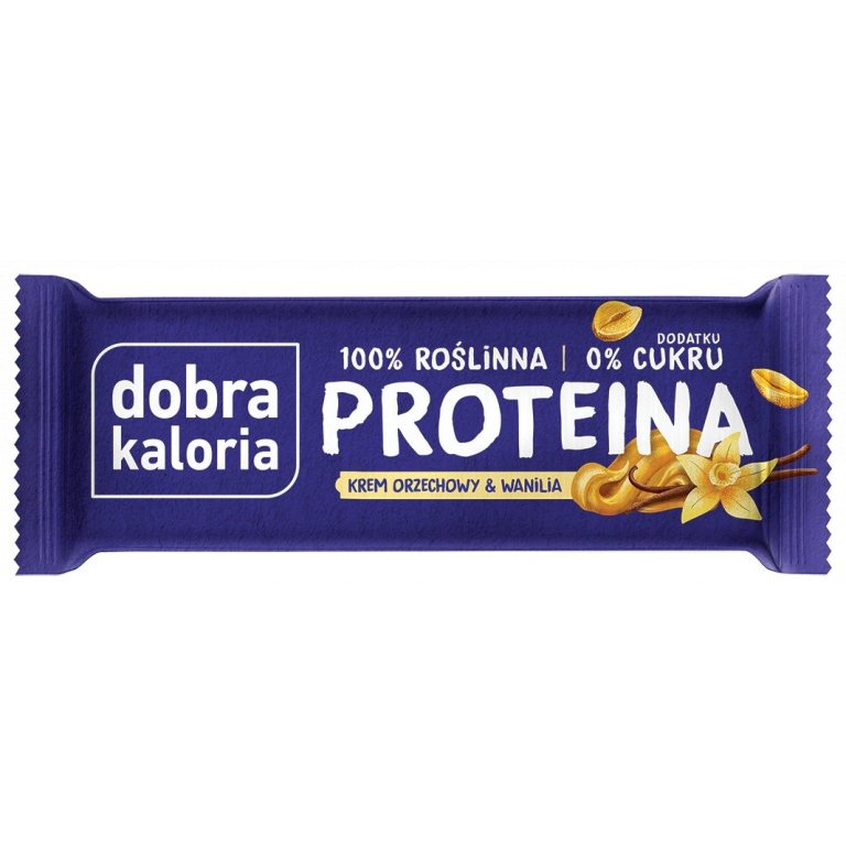 BATON PROTEINOWY KREM ORZECHOWY & WANILIA BEZ DODATKU CUKRÓW 45 g - DOBRA KALORIA