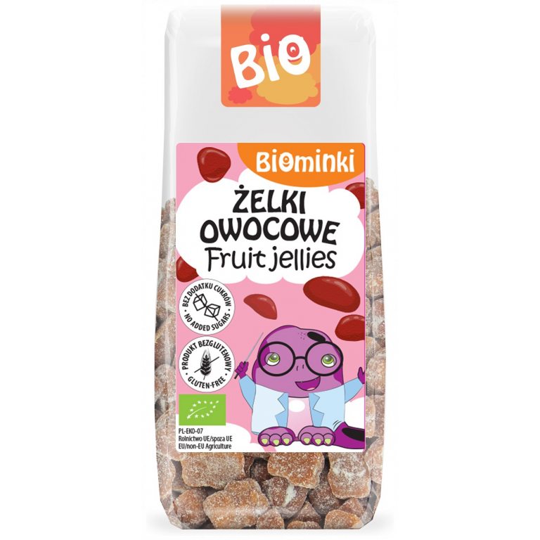 ŻELKI OWOCOWE BEZ DODATKU CUKRÓW BEZGLUTENOWE BIO 75 g - BIOMINKI