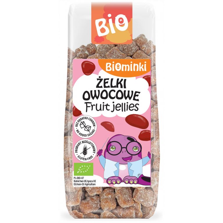 ŻELKI OWOCOWE BEZ DODATKU CUKRÓW BEZGLUTENOWE BIO 150 g - BIOMINKI