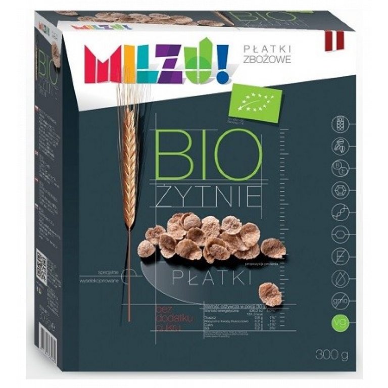 PŁATKI ŻYTNIO - OWSIANE BEZ DODATKU CUKRÓW BIO 300 g - MILZU