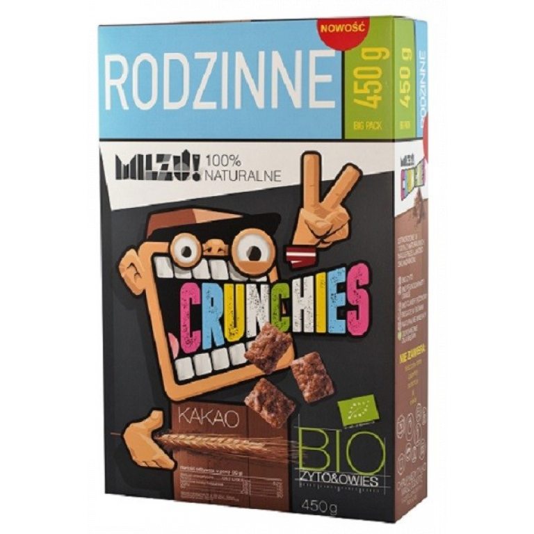 CRUNCHIES ŻYTNIO - OWSIANE KAKAOWE BIO 450 g - MILZU