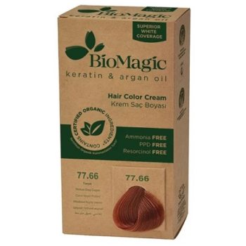 FARBA DO WŁOSÓW ŚREDNIO CIEMNA MIEDŹ (77.66) 250 g - BIOMAGIC