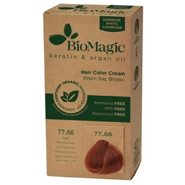 FARBA DO WŁOSÓW ŚREDNIO CIEMNA MIEDŹ (77.66) 250 g - BIOMAGIC