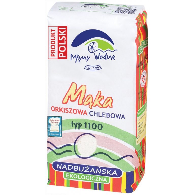 MĄKA ORKISZOWA CHLEBOWA NADBUŻAŃSKA TYP 1100 BIO 1 kg - MŁYNY WODNE (EKO OAZA)