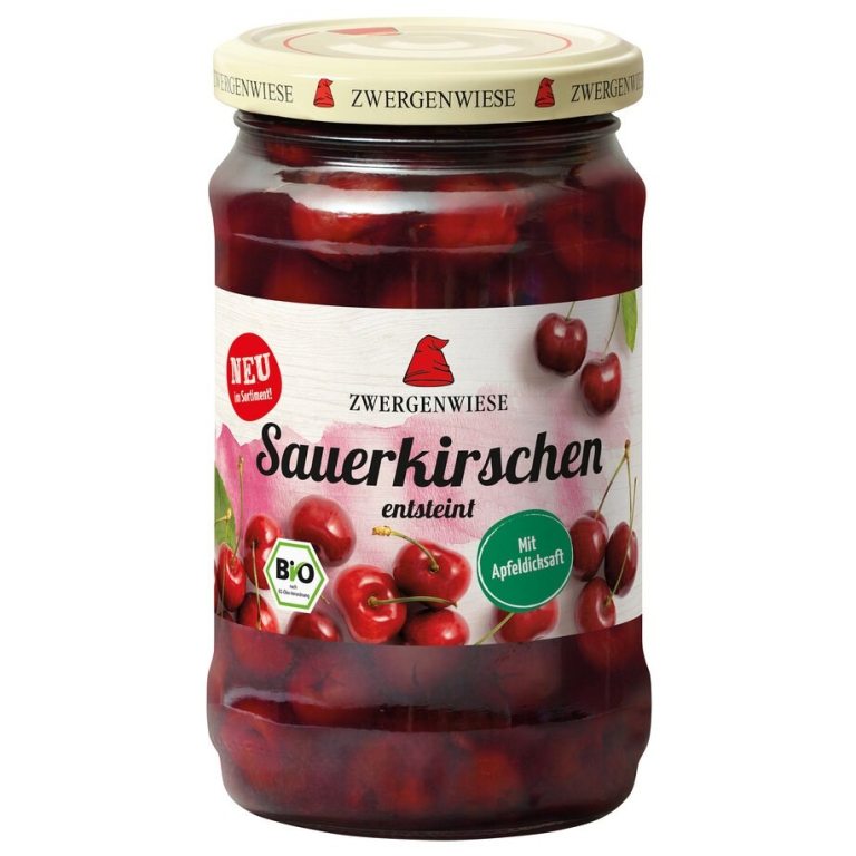 WIŚNIE W LEKKIM SYROPIE BEZGLUTENOWE BIO 360 g (195 g) (SŁOIK) - ZWERGENWIESE