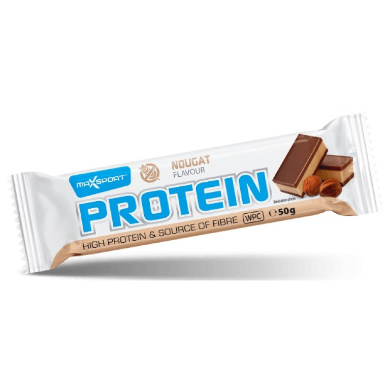 BATON PROTEINOWY O SMAKU NUGATOWYM W MLECZNEJ CZEKOLADZIE BEZGLUTENOWY 50 g - MAXSPORT