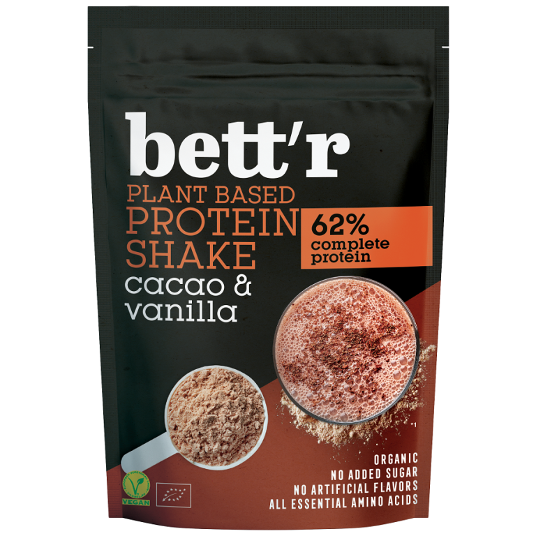 SHAKE PROTEINOWY KAKAO I WANILIA BEZ DODATKU CUKRÓW BIO 500 g - BETT'R