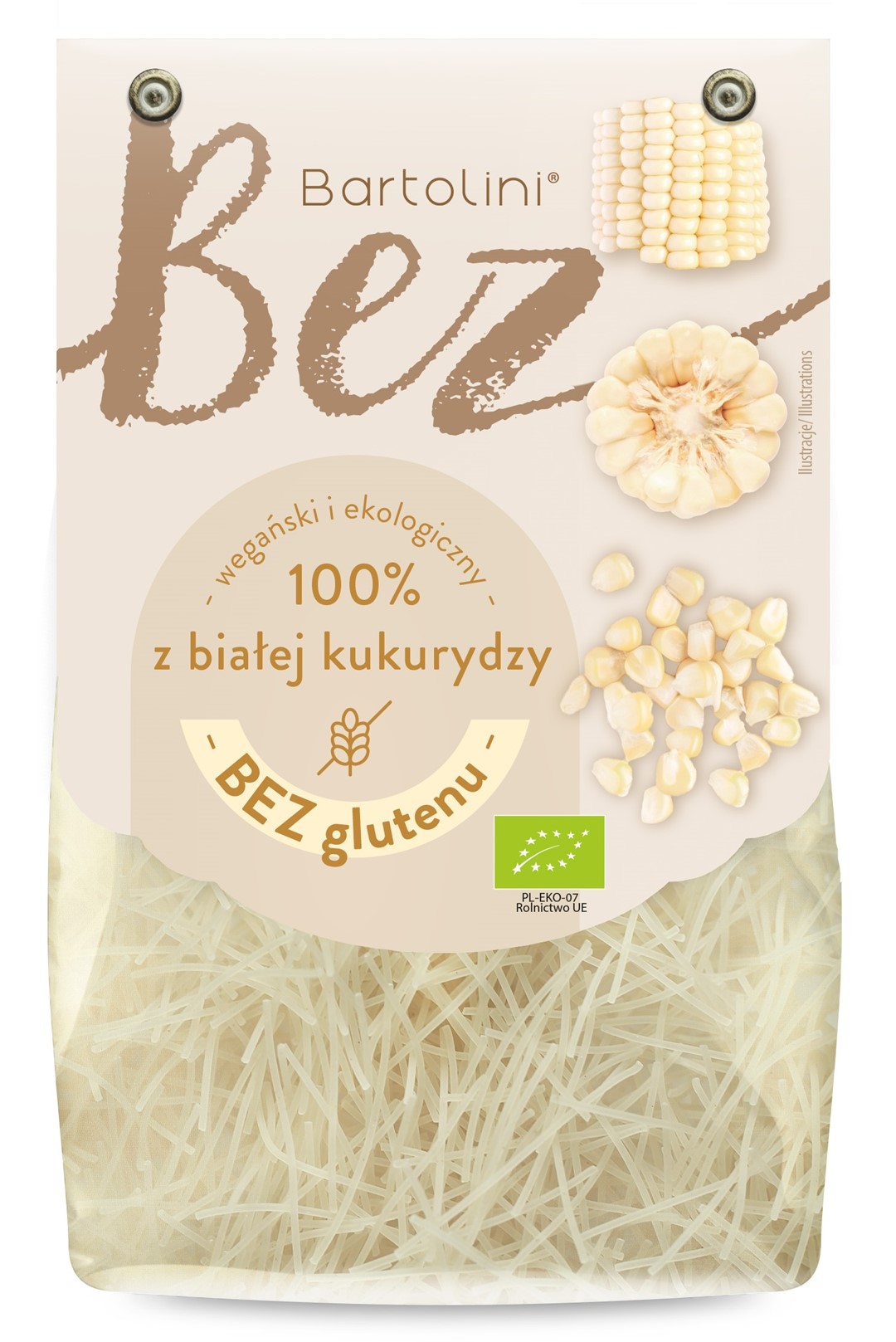 MAKARON (Z BIAŁEJ KUKURYDZY) KRAJANKA BEZGLUTENOWY BIO 250 g - BARTOLINI