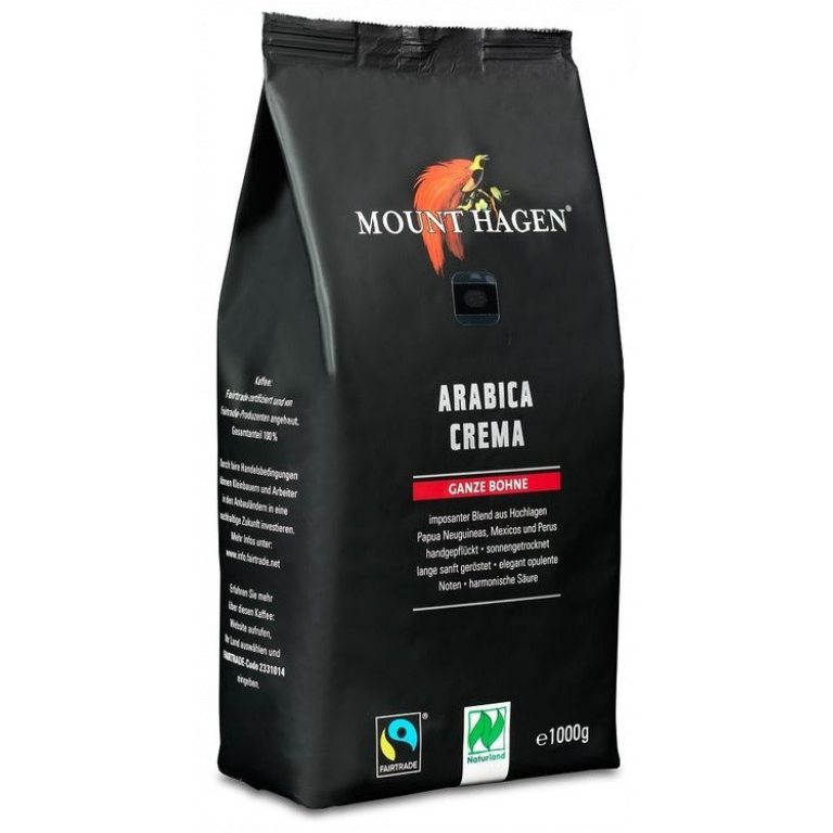 KAWA ZIARNISTA ARABICA 100 % CREMA FAIR TRADE BIO 1 kg - MOUNT HAGEN