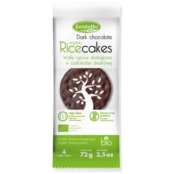 WAFLE RYŻOWE W CZEKOLADZIE DESEROWEJ BEZGLUTENOWE BIO 72 g -  LESTELLO