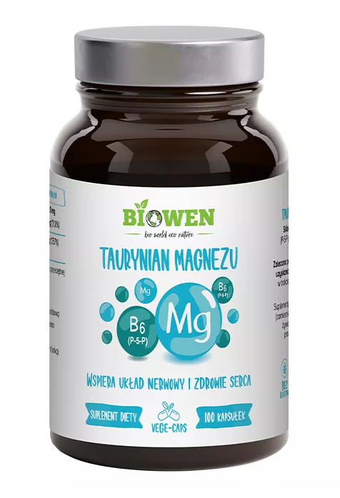 TAURYNIAN MAGNEZU + WITAMINA B6 BEZGLUTENOWY 100 KAPSUŁEK -  HEMPKING (BIOWEN)