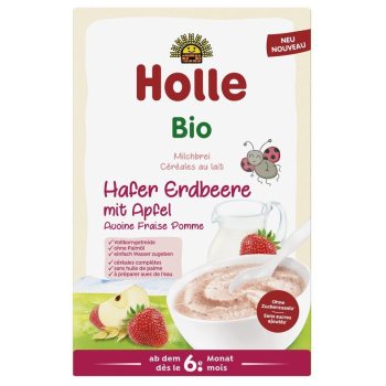 KASZKA OWSIANA MLECZNA TRUSKAWKOWO - JABŁKOWA BEZ DODATKU CUKRÓW OD 6 MIESIĄCA BIO 250 g - HOLLE