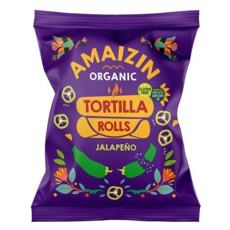 CHIPSY TORTILLA KUKURYDZIANE O SMAKU JALAPENO BEZGLUTENOWE BIO 100 g - AMAIZIN