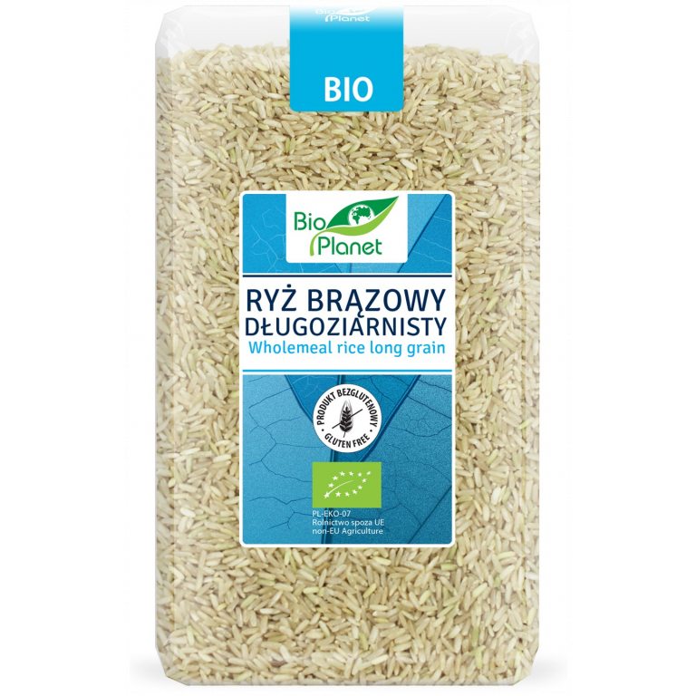 RYŻ BRĄZOWY DŁUGOZIARNISTY BEZGLUTENOWY BIO 1 kg - BIO PLANET