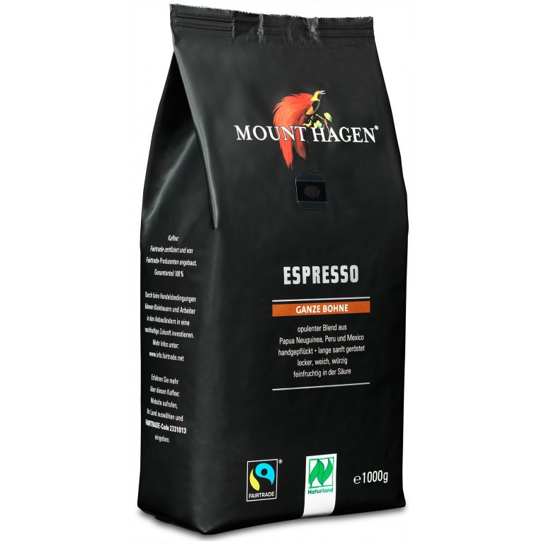 KAWA ZIARNISTA ARABICA 100 % ESPRESSO FAIR TRADE BIO 1 kg - MOUNT HAGEN