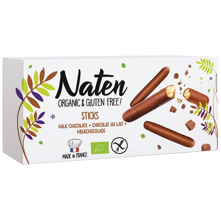 CIASTKA W POLEWIE CZEKOLADOWEJ STICKS BEZGLUTENOWE BIO 130 g - NATEN