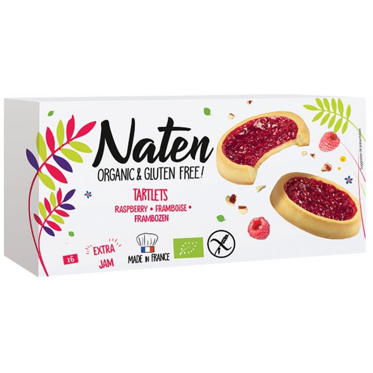 CIASTKA TARTALETKI Z DŻEMEM MALINOWYM BEZGLUTENOWE BIO 130 g - NATEN