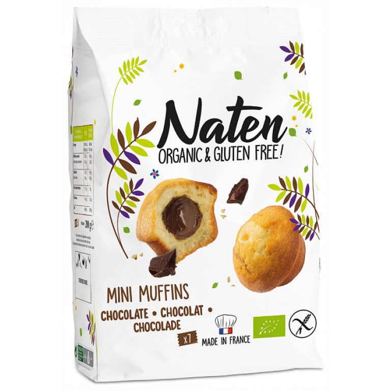 MUFFINKI MINI Z NADZIENIEM ORZECHOWO - KAKAOWYM BEZGLUTENOWE BIO 200 g - NATEN