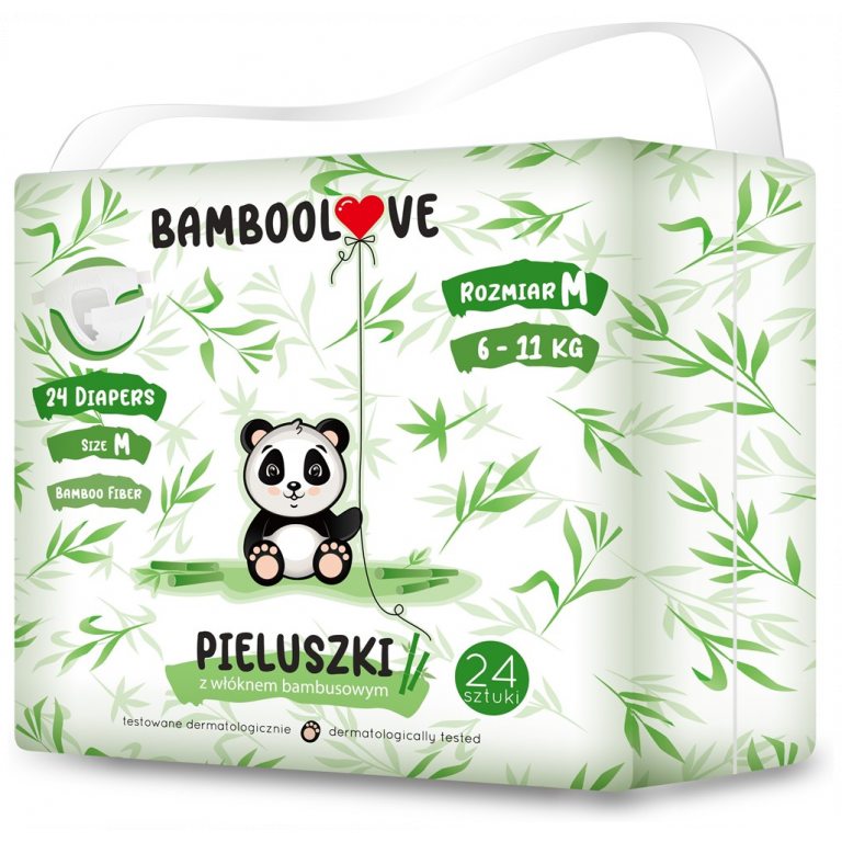 PIELUCHY Z WŁÓKNEM BAMBUSOWYM ROZMIAR M 6 - 11 kg (24 szt.) - BAMBOOLOVE