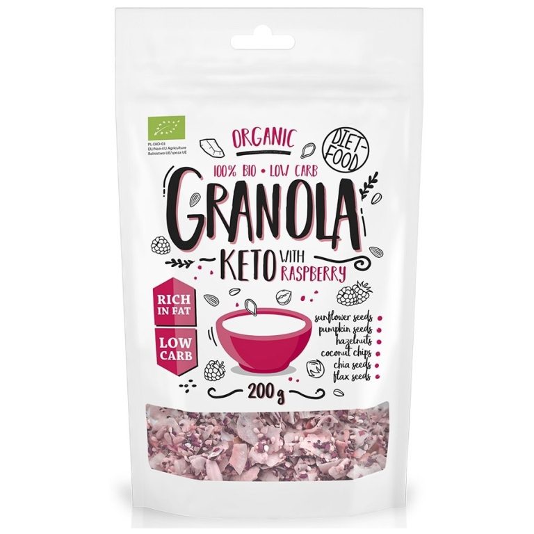 GRANOLA MALINA KETO BIO 200 g - DIET-FOOD