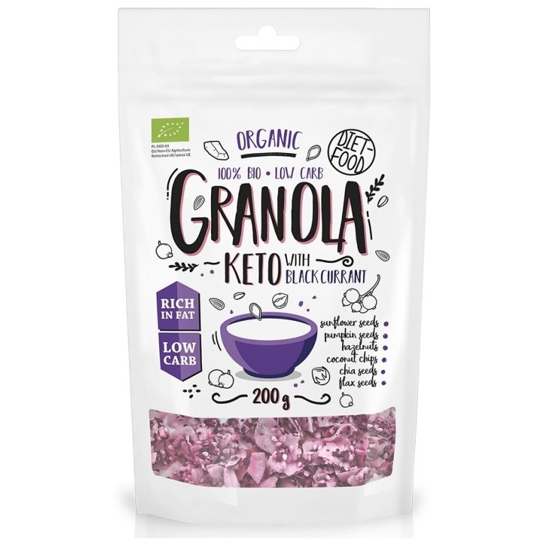GRANOLA CZARNA PORZECZKA KETO BIO 200 g - DIET-FOOD