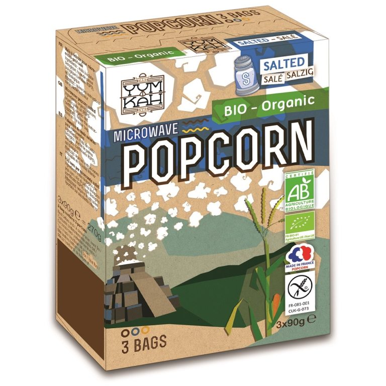 POPCORN Z SOLĄ DO PRZYGOTOWANIA W MIKROFALÓWCE BEZGLUTENOWY BIO (3 x 90 g) 270 g - NATAIS